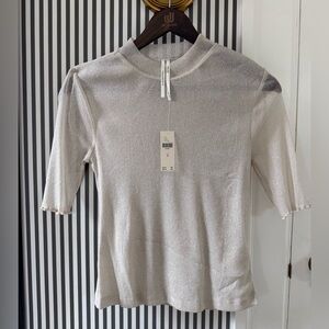 Anthropologie Shimmering Silver Knit Top